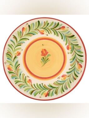 Set of 6 Gail Pittman Siena Garland Rim Hand Painted Dinner Plates